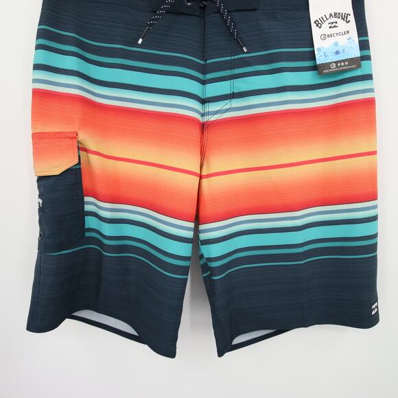 Billabong Swim Trunks Recycler Pro Performance Striped Board Shorts Size 30 NWT - Picture 4 of 13